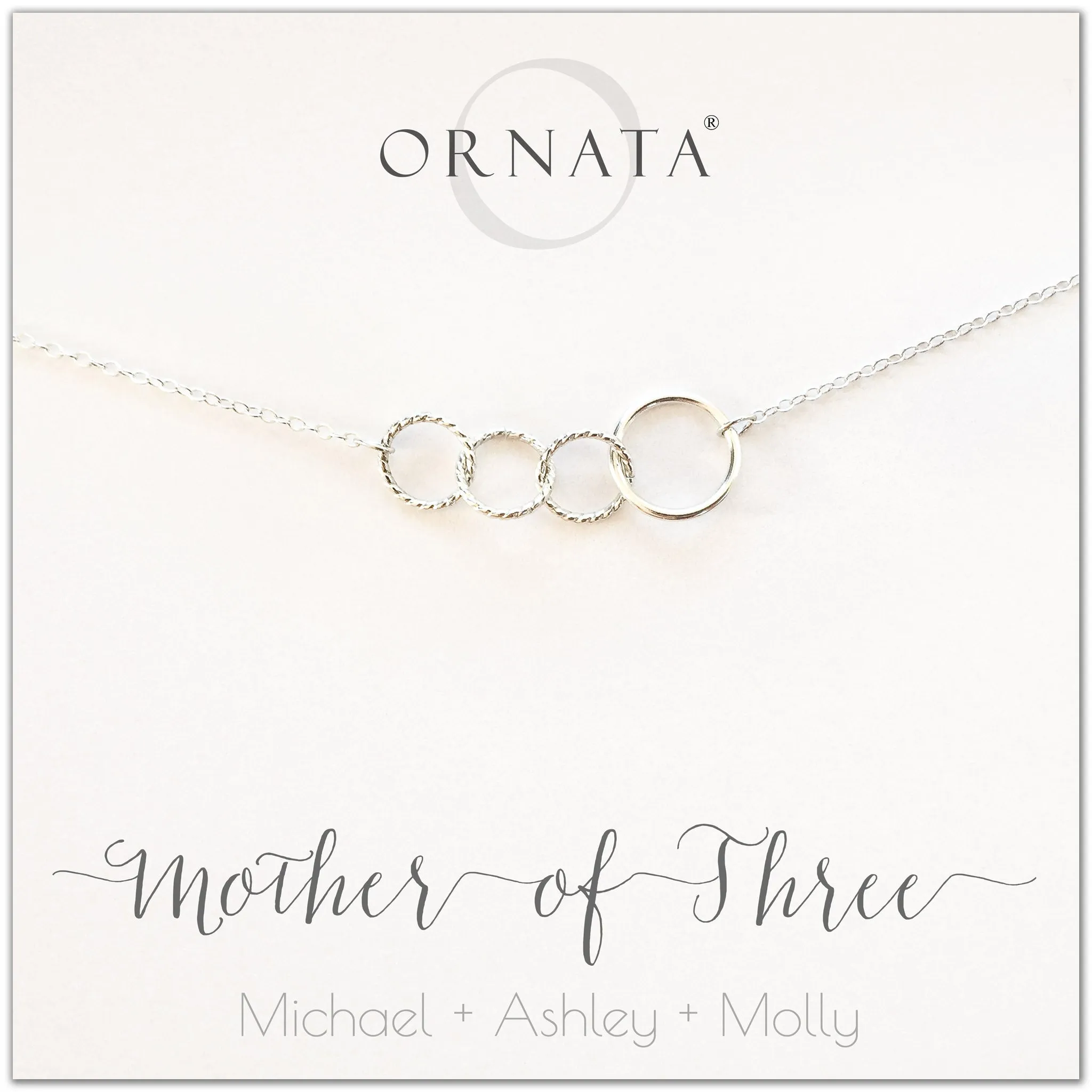 Mother of Three PERSONALIZED Interlocking Sterling Silver Necklace by Ornata