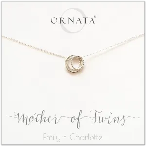 “Mother of Twins” Sterling Silver Necklace | One Adult & Two Children