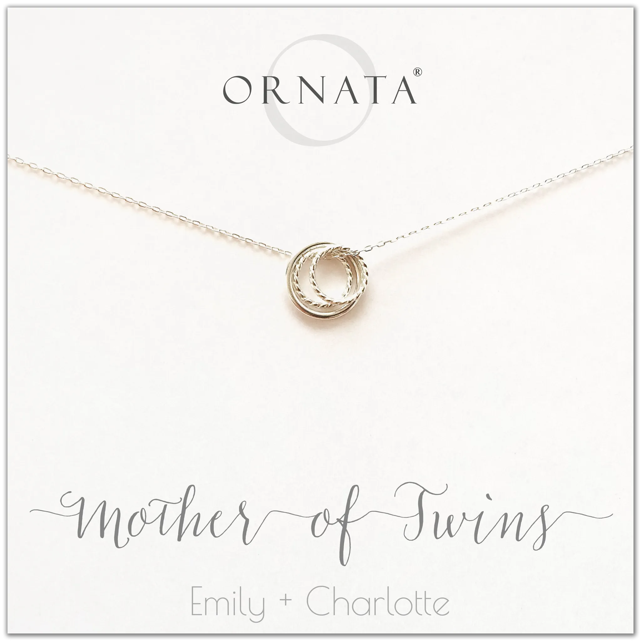 “Mother of Twins” Sterling Silver Necklace | One Adult & Two Children
