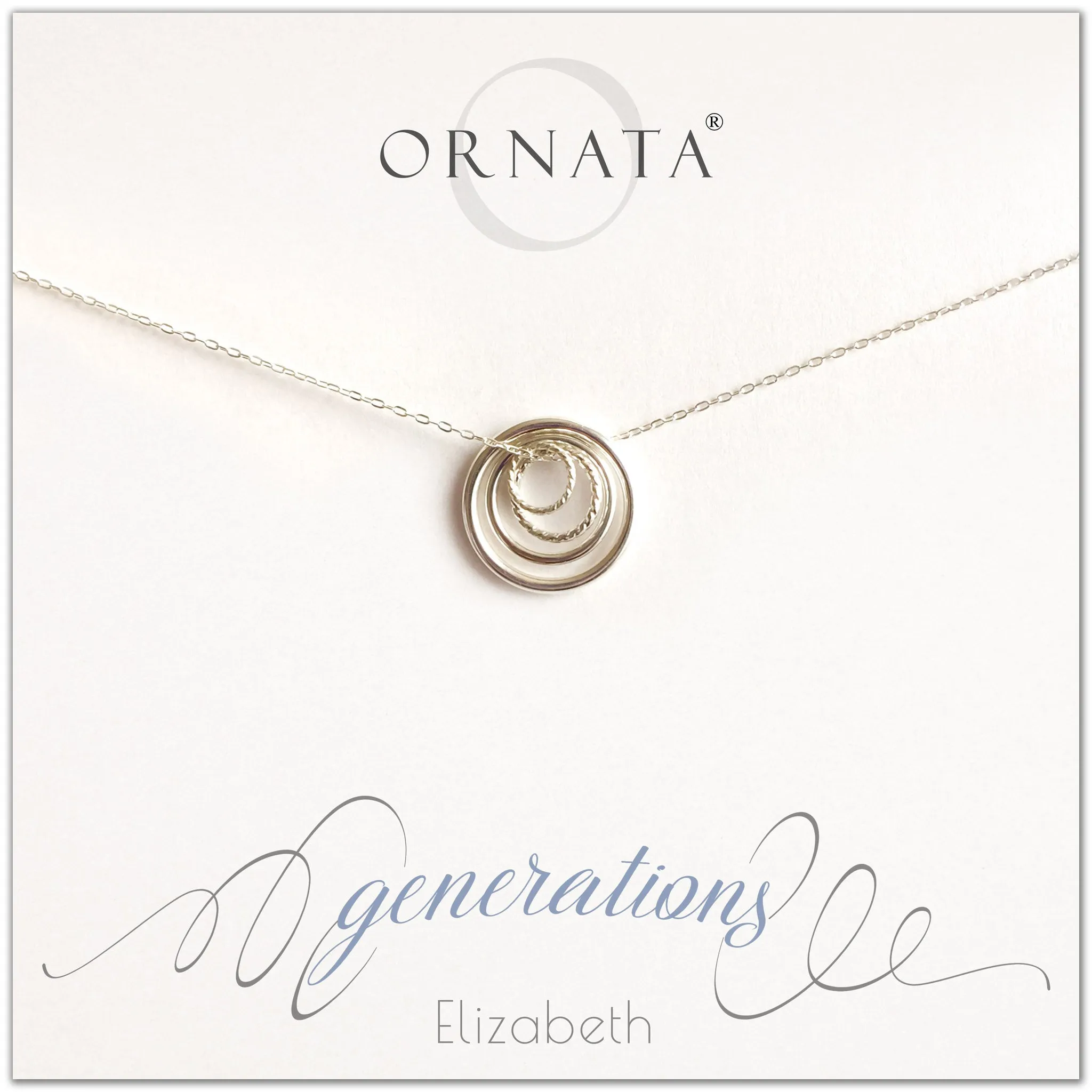 Mother's Day Jewelry - Four Generations Sterling Silver Necklace - Personalized