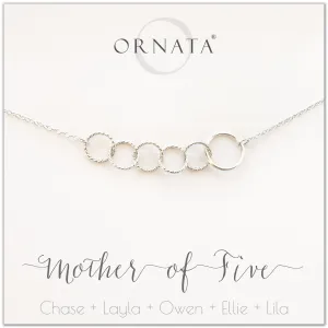 Mother's Day Jewelry - Mother of Five Sterling Silver Necklace - Personalized