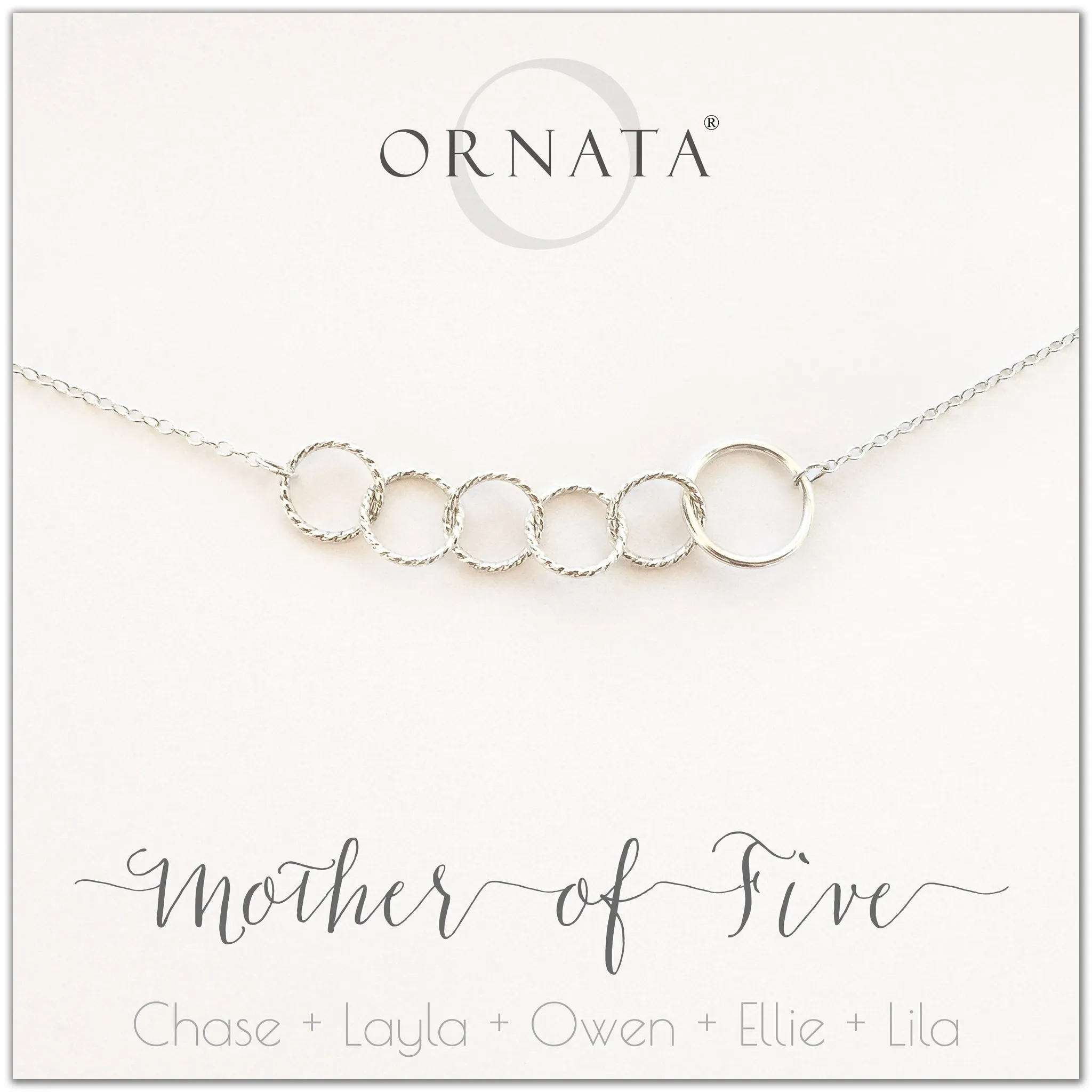 Mother's Day Jewelry - Mother of Five Sterling Silver Necklace - Personalized