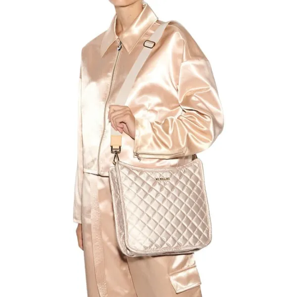 MZ Wallace Metro Box Crossbody in Pale Rose Gold Metallic