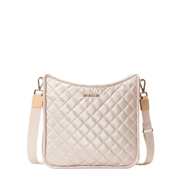 MZ Wallace Metro Box Crossbody in Pale Rose Gold Metallic