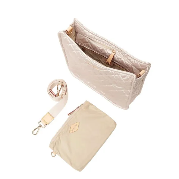 MZ Wallace Metro Box Crossbody in Pale Rose Gold Metallic