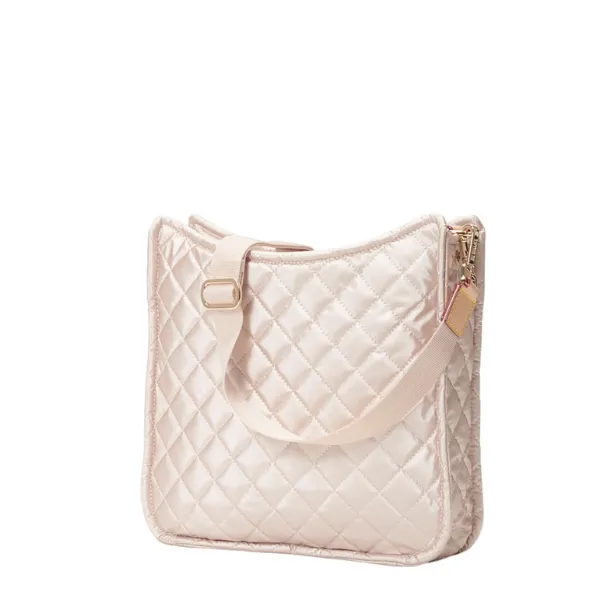 MZ Wallace Metro Box Crossbody in Pale Rose Gold Metallic
