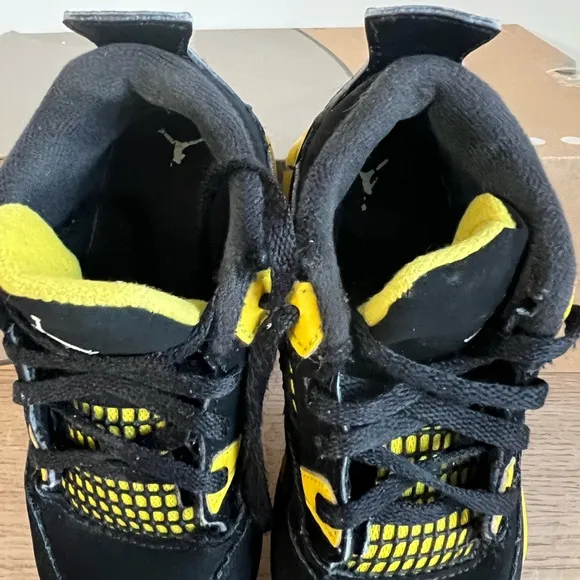 Nike Air Jordan 4 Retro Thunder Black Yellow Toddler Sneakers - Size 10 C
