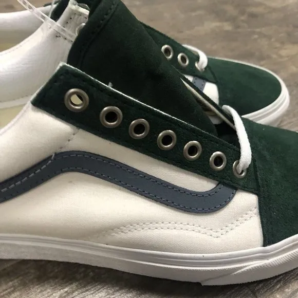 NWOB Vans‎ Old Skool Sneakers Men’s Size 8/ Women 9.5 Green/White Suede Canvas