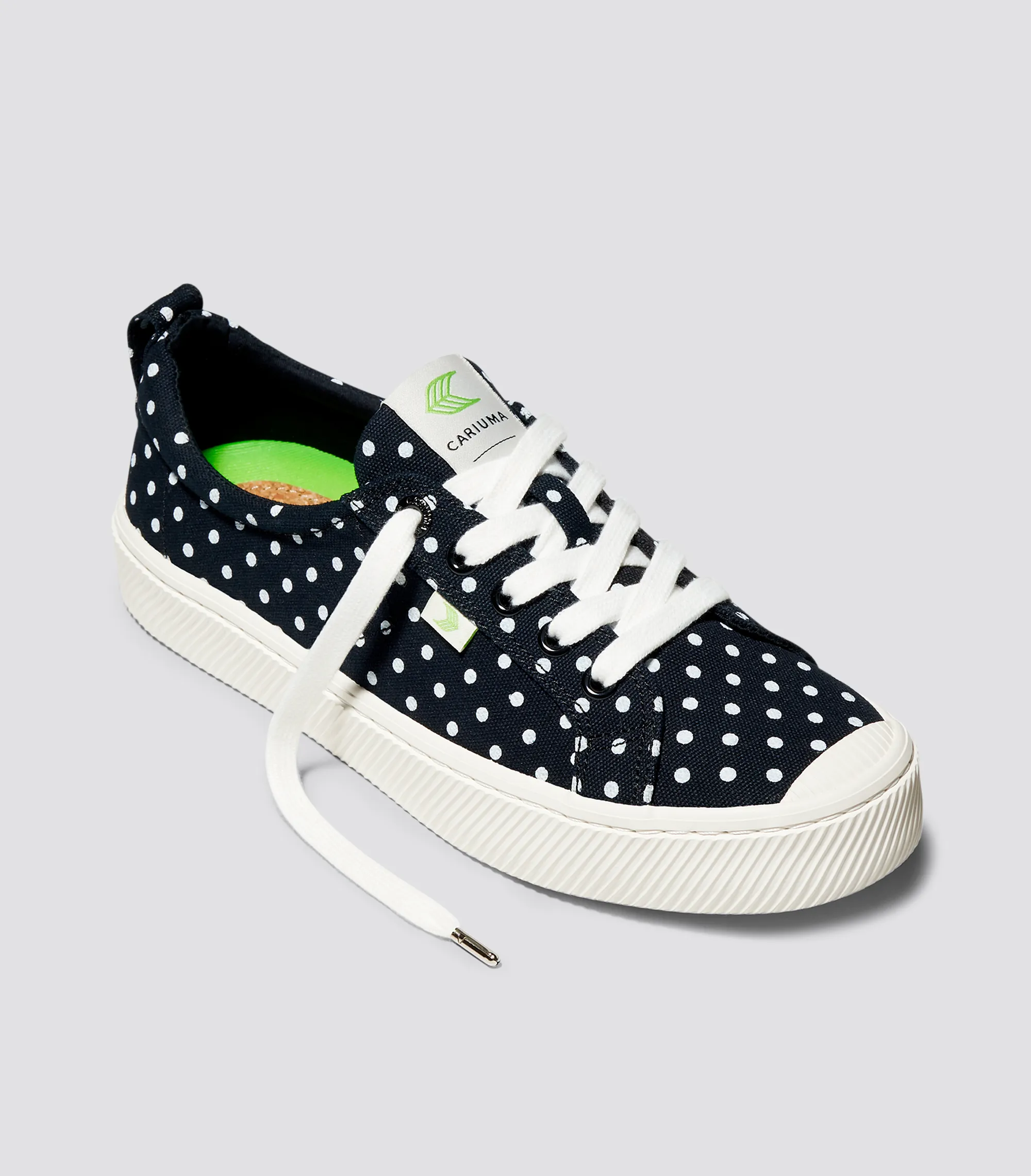 OCA Low Black Canvas White Polka Dots Sneaker Women