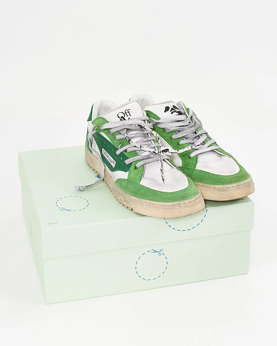 Off-White Men's Green/White Distressed 5.0 Sneakers - 42