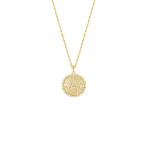 Pavé Initial Fluted Medallion Necklace