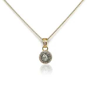 Pavia Coin & Pave Frame Necklace