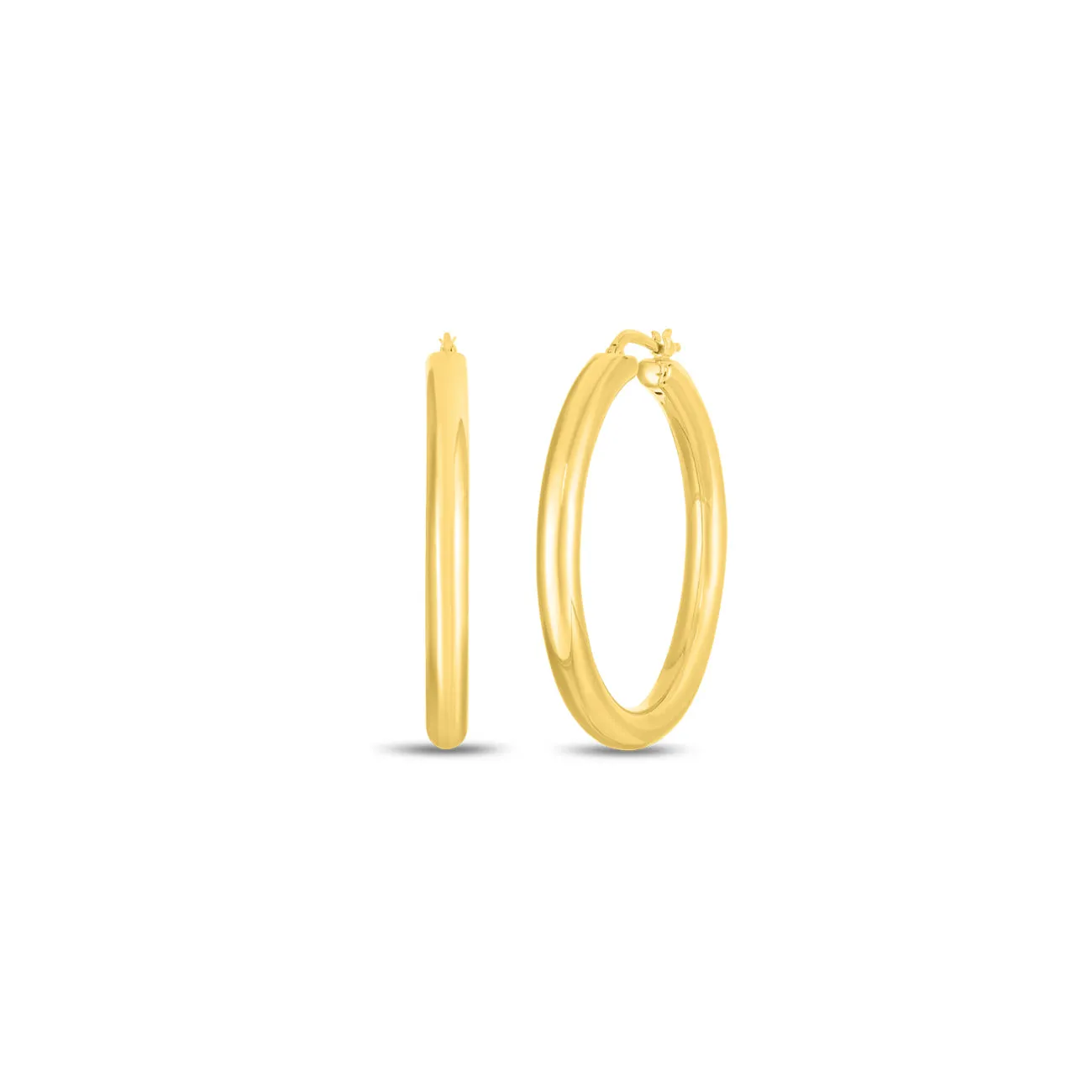 Perfect 18K Yellow Gold Designer Gold Medium Tick Hoop Earrings