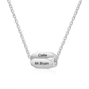 Personalised Stainless Steel 3 Color Strip Fashion Necklace with Engraved Name Pendant