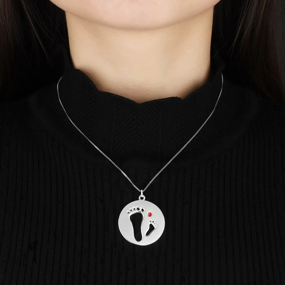 Personalized 1 Stone Footprint Necklace