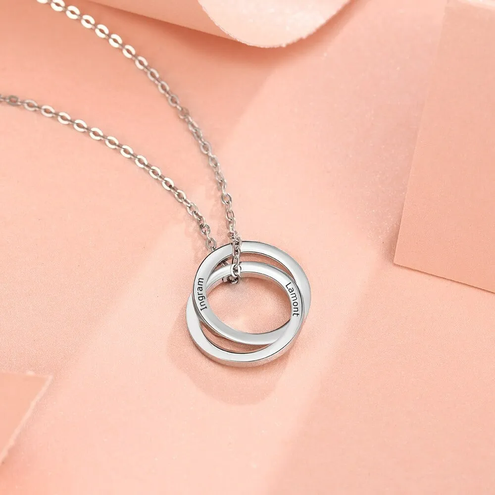 Personalized 2 Name Intertwined Circle Necklace