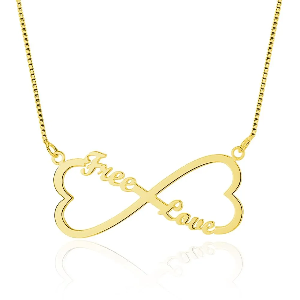 Personalized 925 Sterling Silver Nameplate Pendant Custom Made Name Double Heart Necklace Anniversary Gift