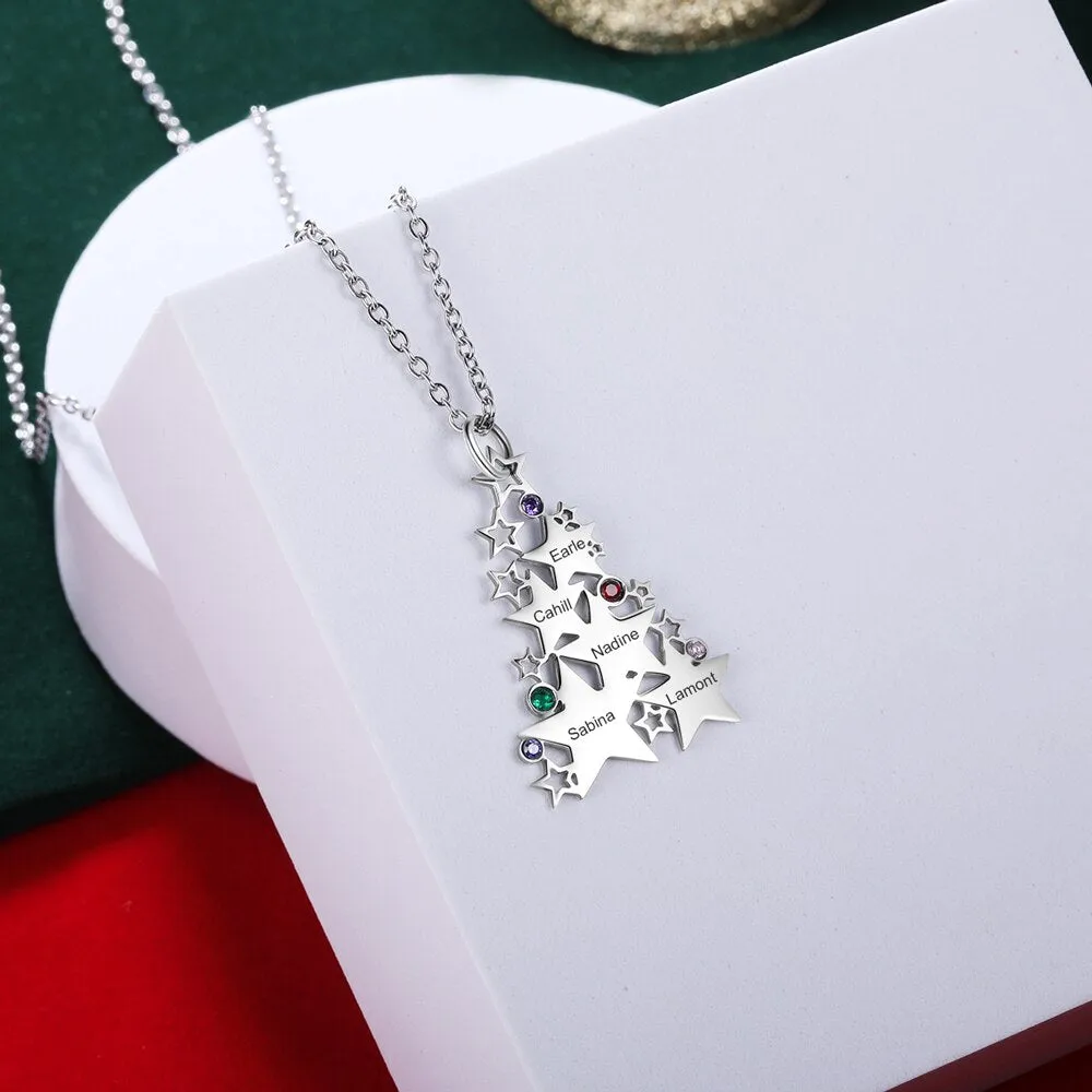 Personalized Birthstone Multiple Star Necklaces For Women