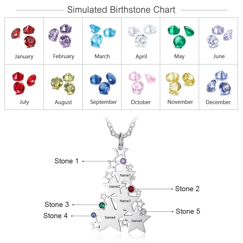 Personalized Birthstone Multiple Star Necklaces For Women