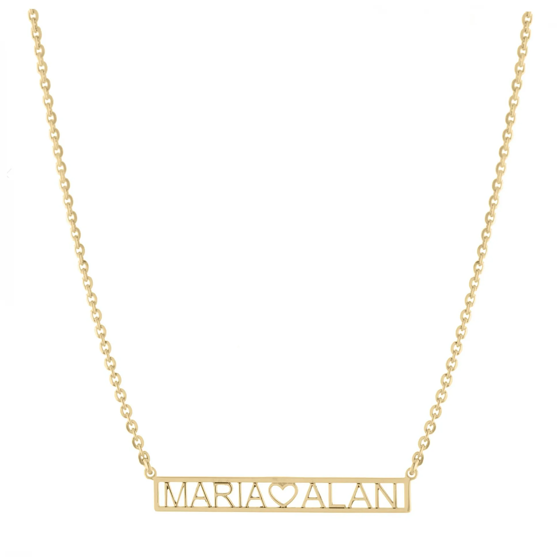 Personalized Cut-Out Heart Name Necklace