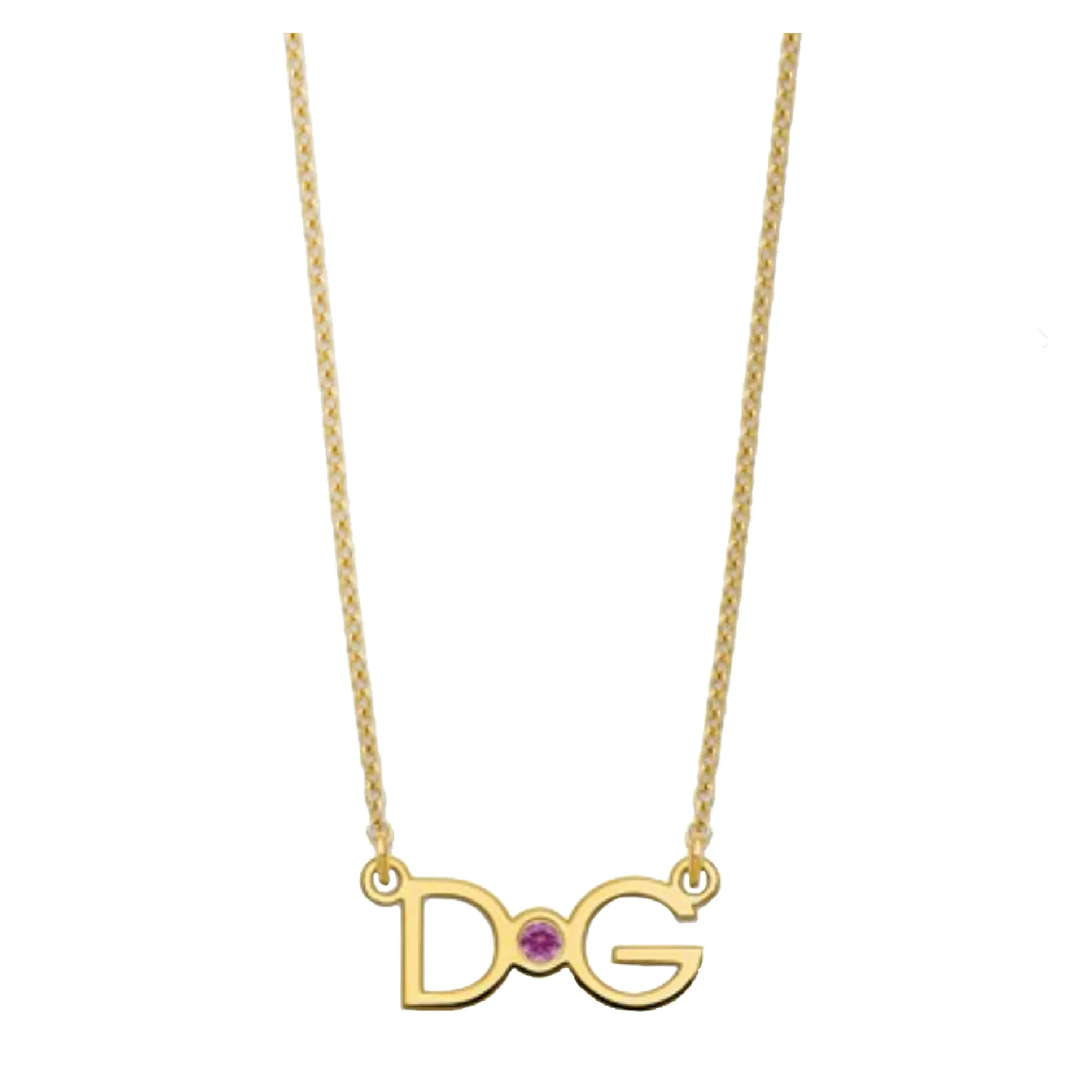Personalized Double Initial Birthstone Necklace (Available in 12 colors)