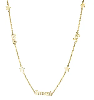 Personalized Four Star and Three Name Necklace