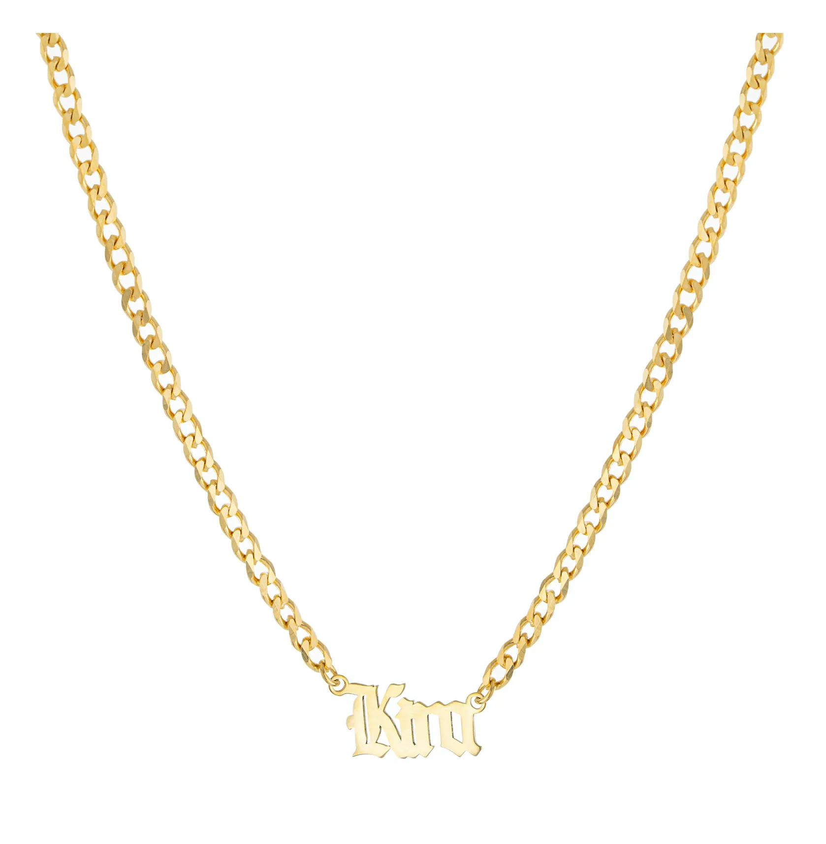 Personalized Gothic Name Curblink Necklace