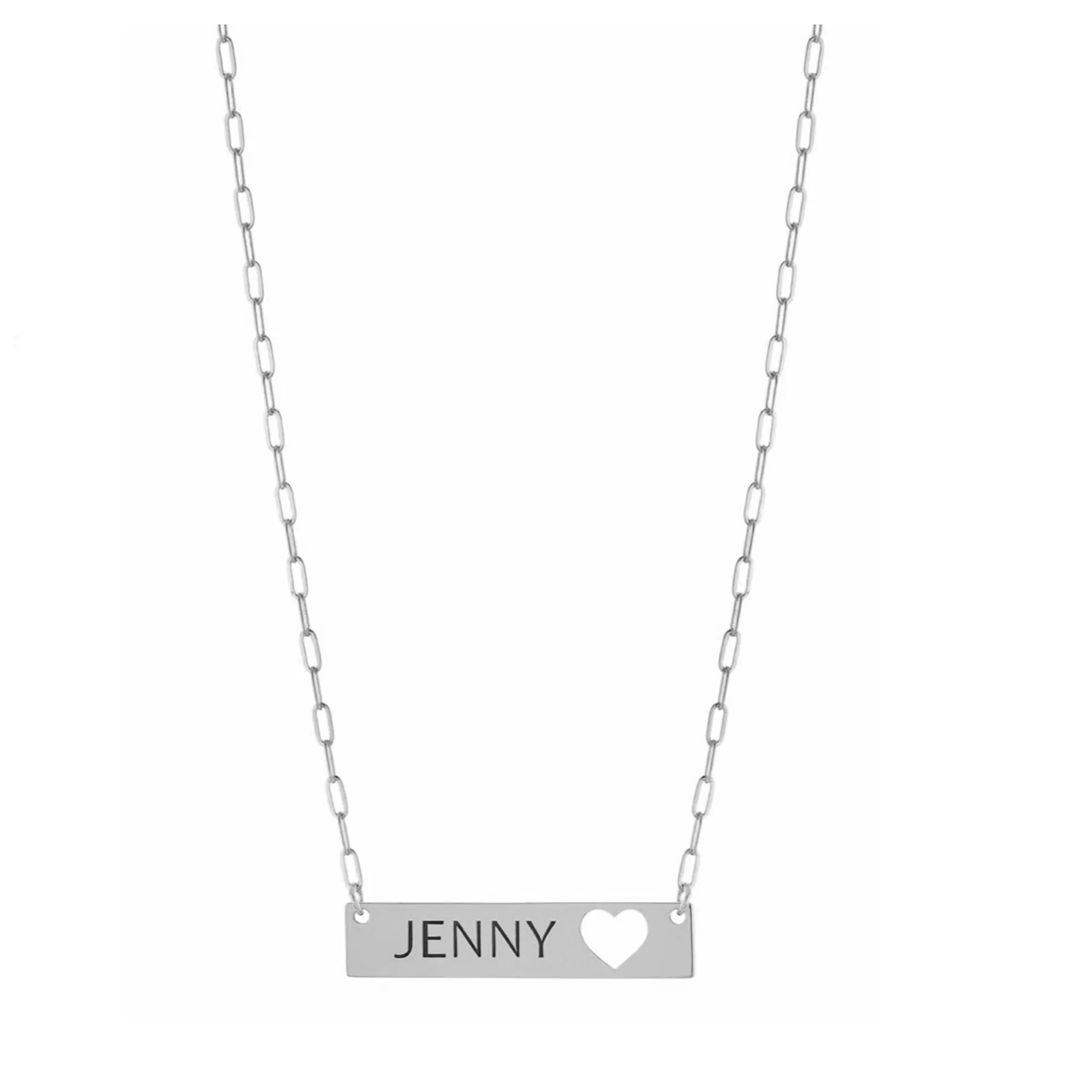 Personalized Heart Bar Name Necklace