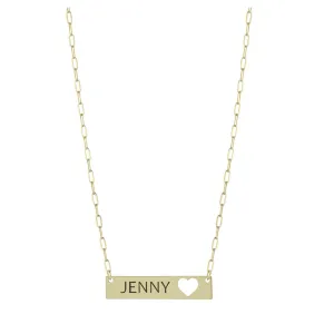 Personalized Heart Bar Name Necklace