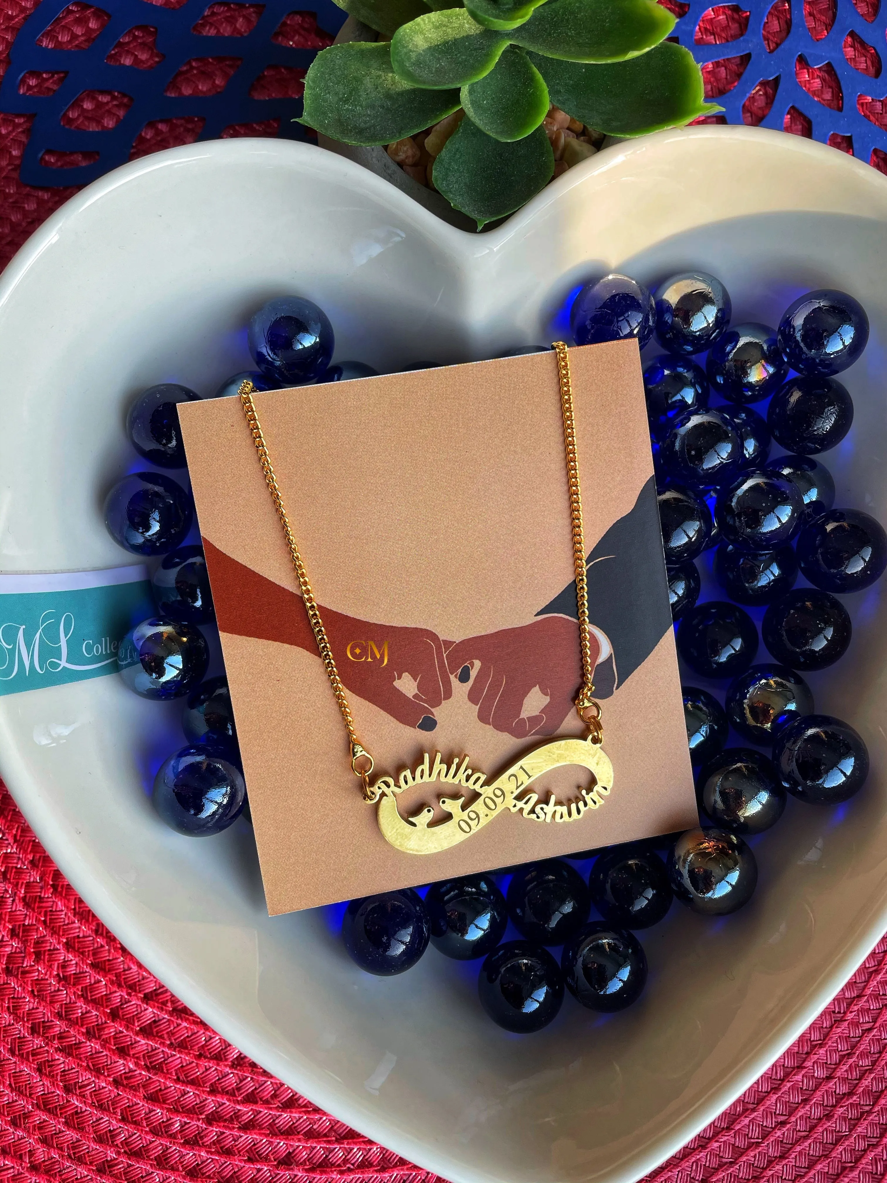 Personalized Infinity Necklace With Two Names & Engraved Date