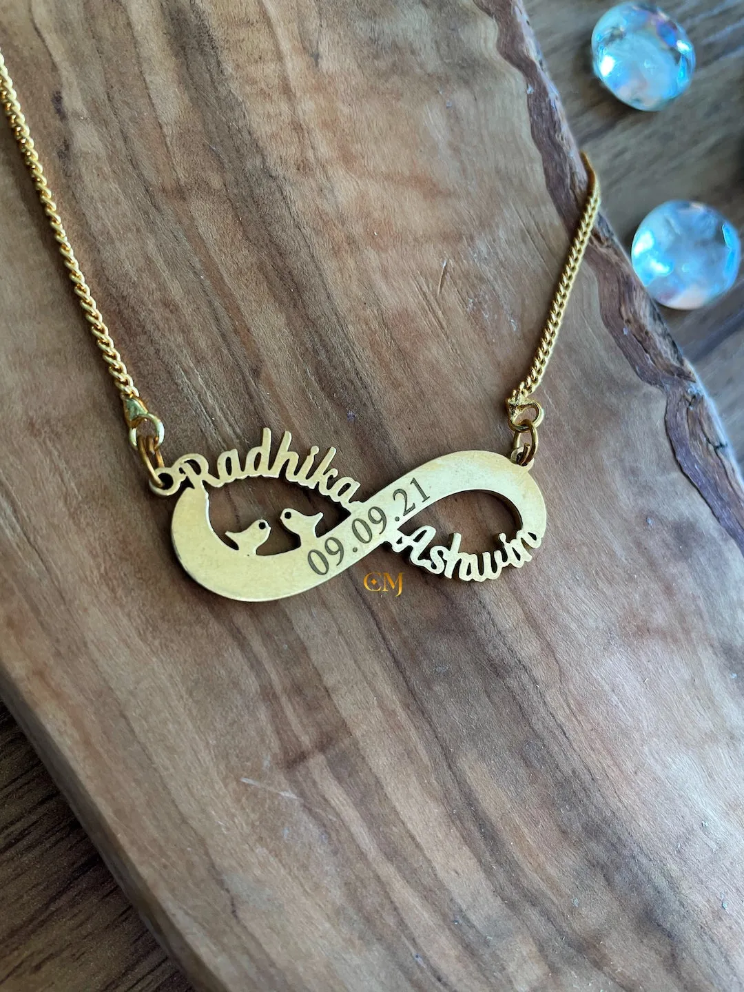 Personalized Infinity Necklace With Two Names & Engraved Date