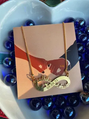 Personalized Infinity Necklace With Two Names & Engraved Date