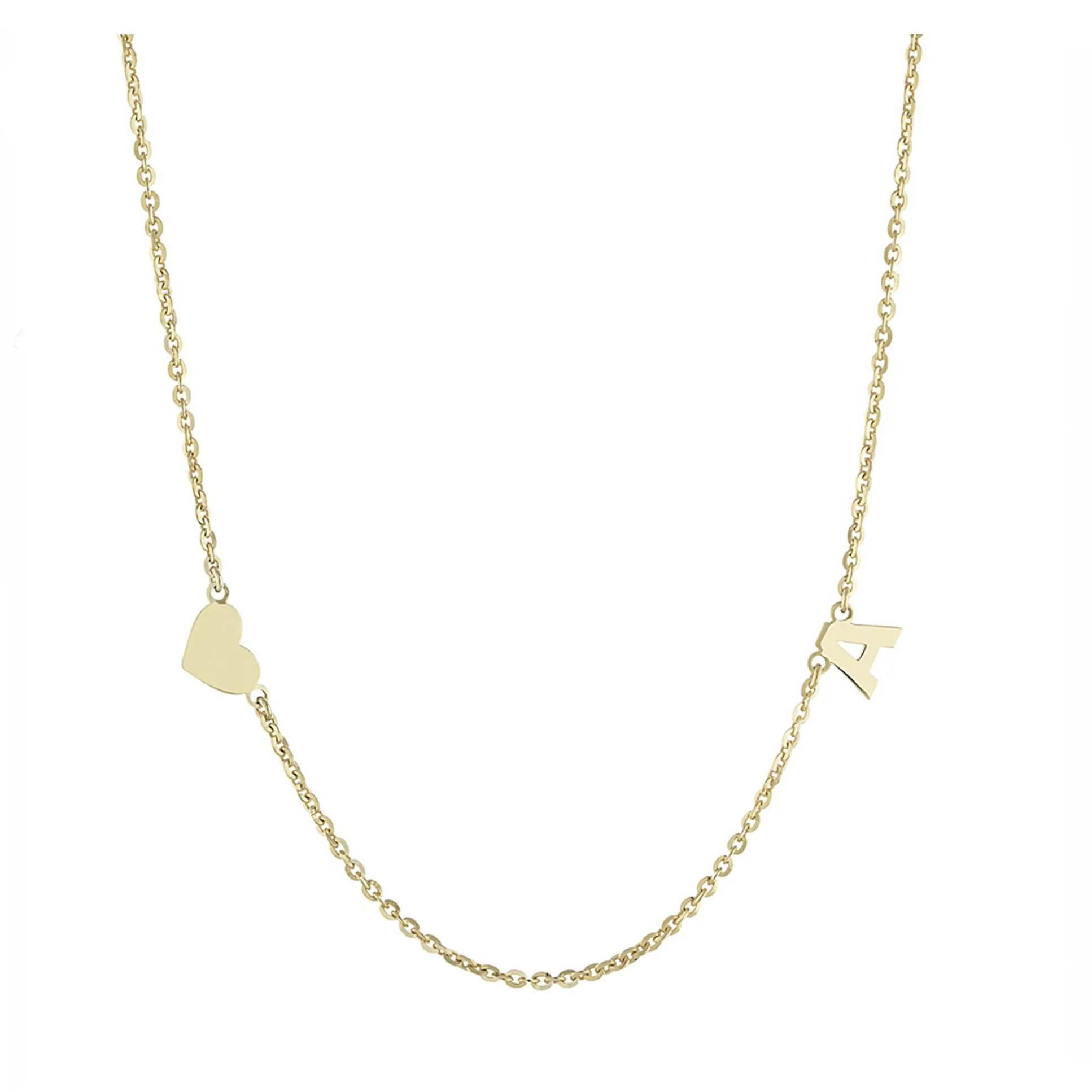 Personalized Sideways Heart and Initial Necklace