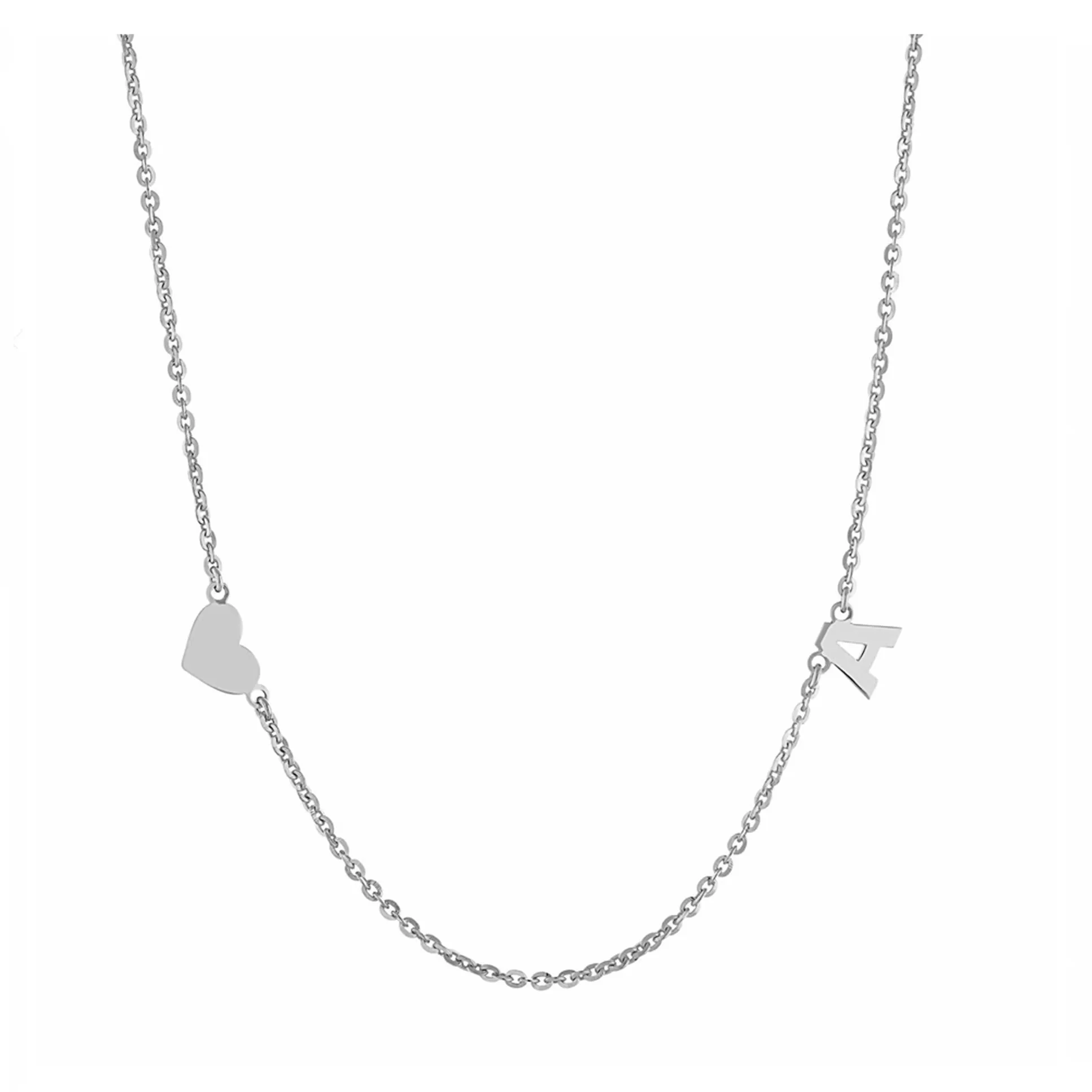 Personalized Sideways Heart and Initial Necklace