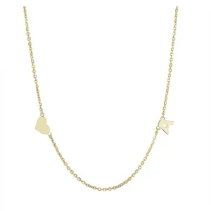 Personalized Sideways Heart and Initial Necklace