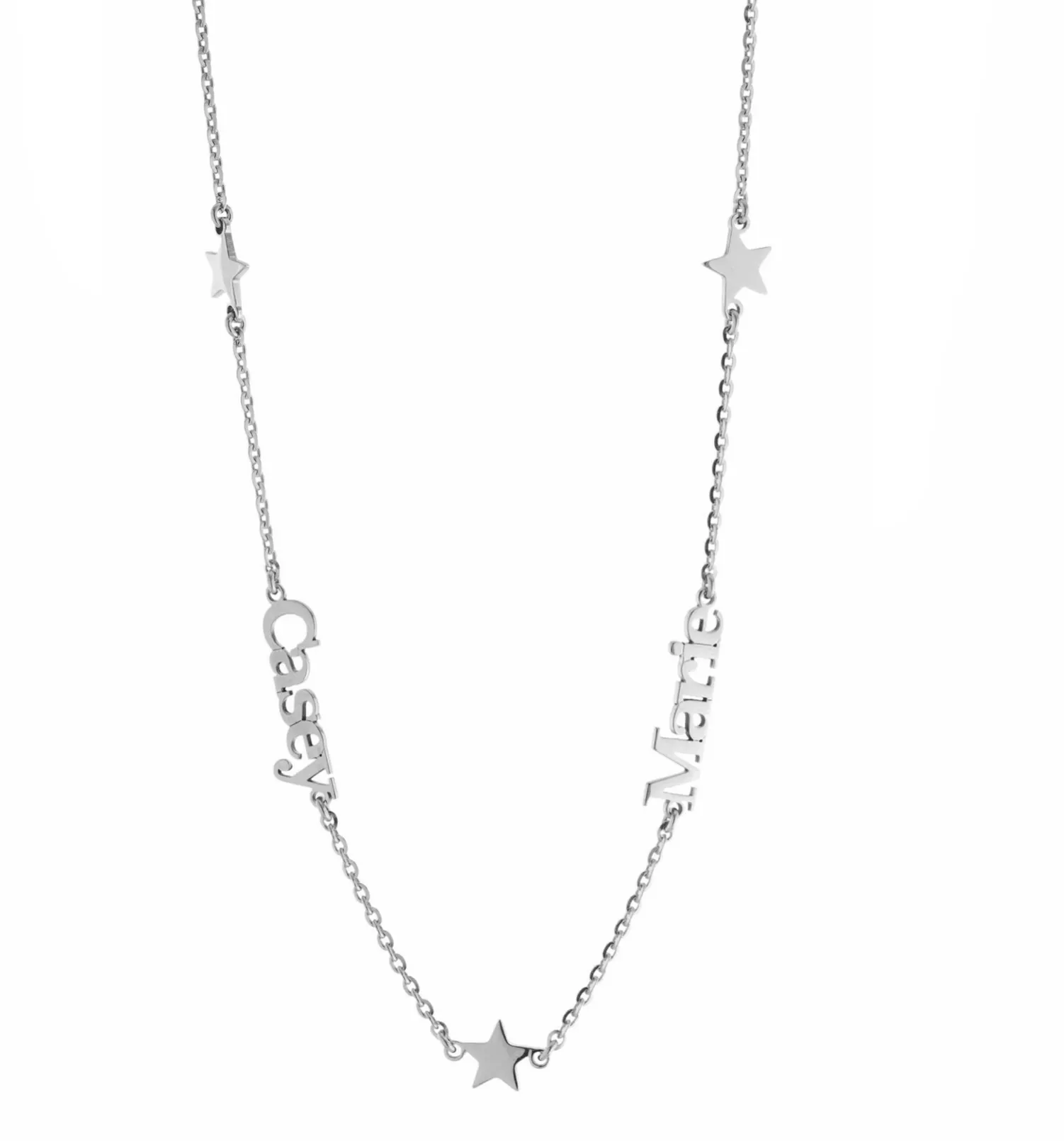 Personalized Three Star and Two Name Necklace
