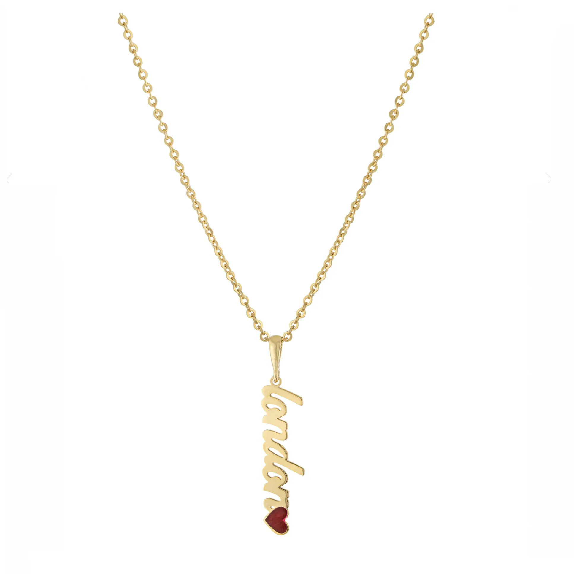 Personalized Vertical Script Name Necklace with Resin Heart