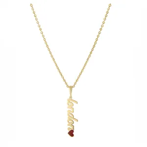 Personalized Vertical Script Name Necklace with Resin Heart