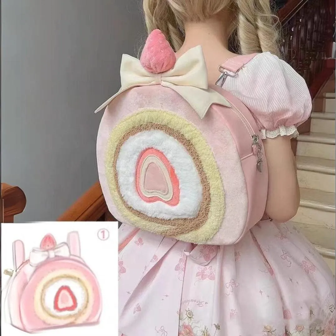 Pink Cake Bow Backpack Bag