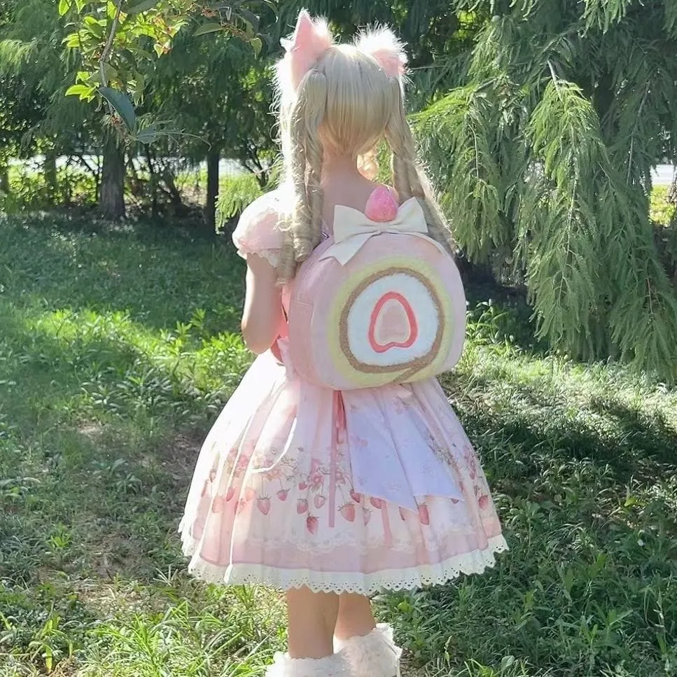 Pink Cake Bow Backpack Bag