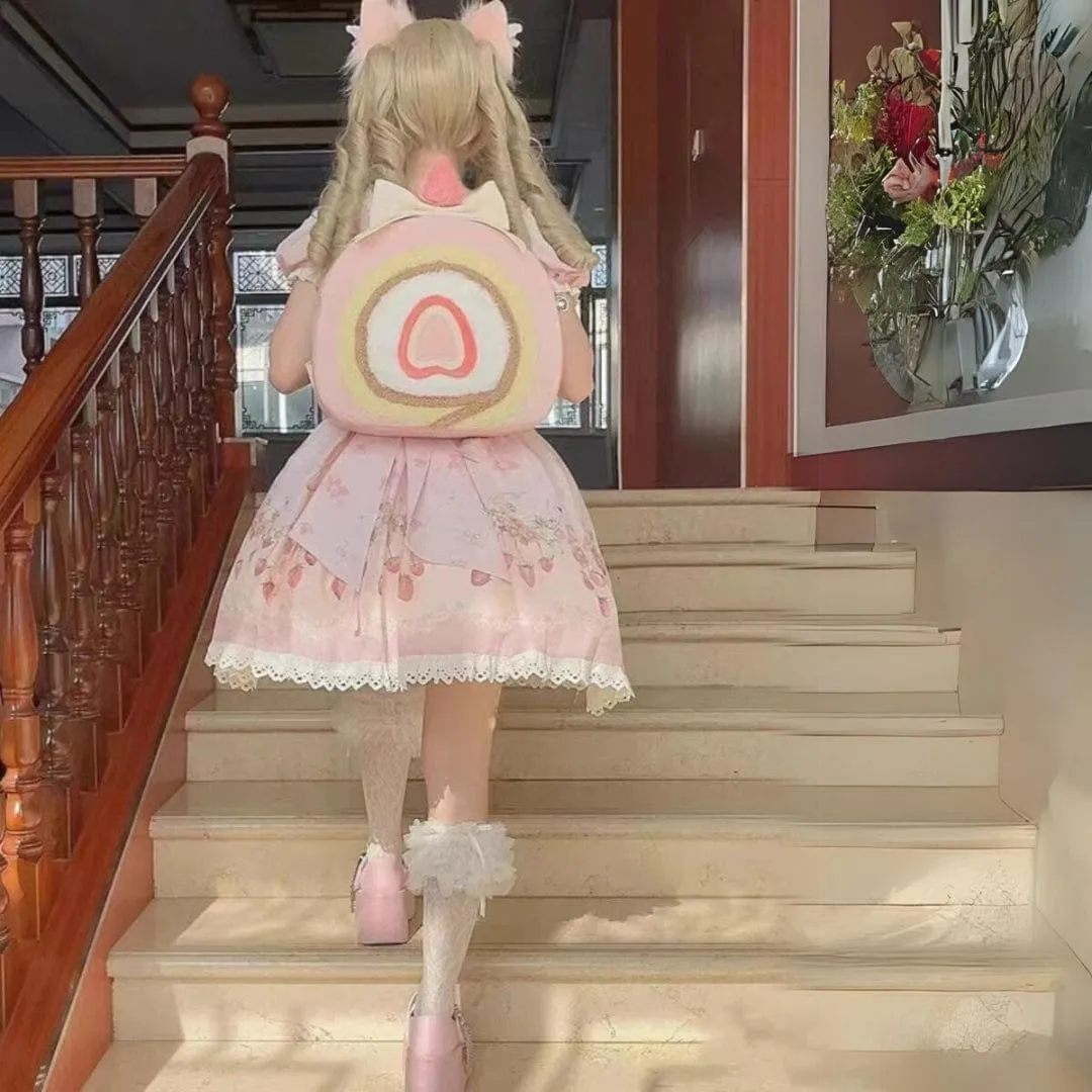 Pink Cake Bow Backpack Bag