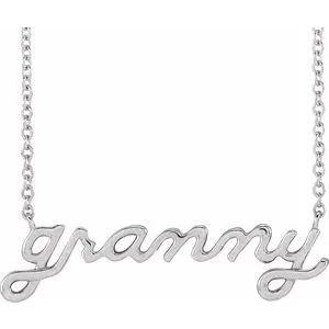 Platinum Lowercase Script Granny 18" Necklace