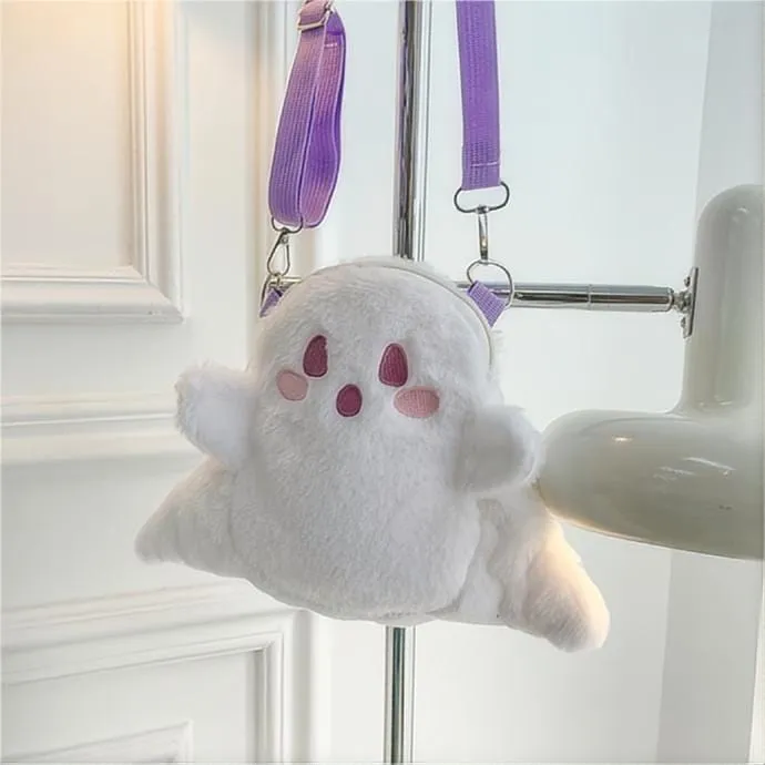 Plush Ghost Backpack Crossbody Bag