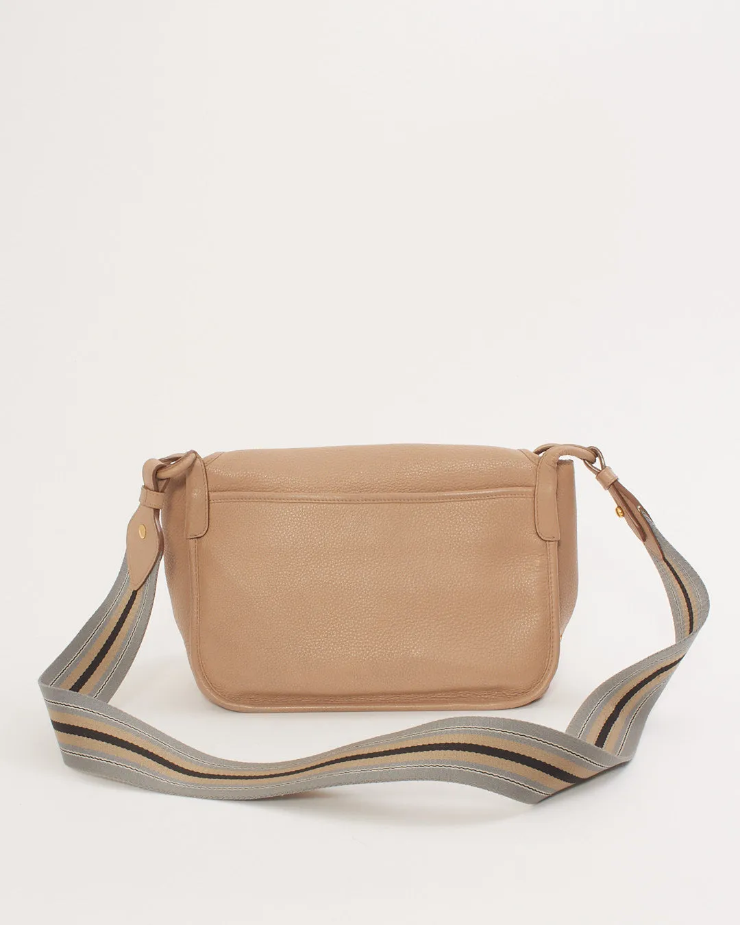Prada Beige Leather Canapa Logo Fabric Strap Crossbody Bag