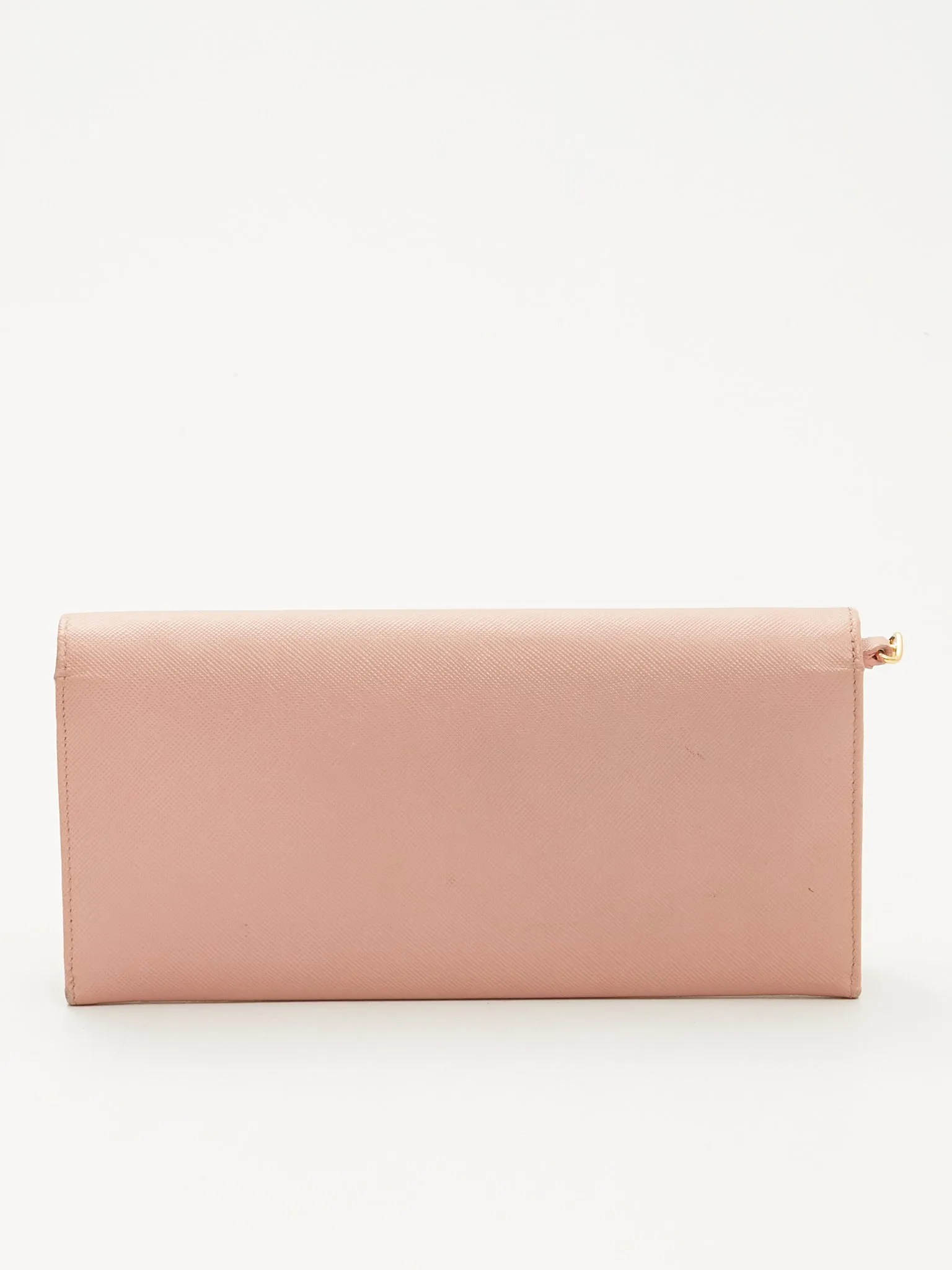 Prada Blush Pink Saffiano Wallet On Chain