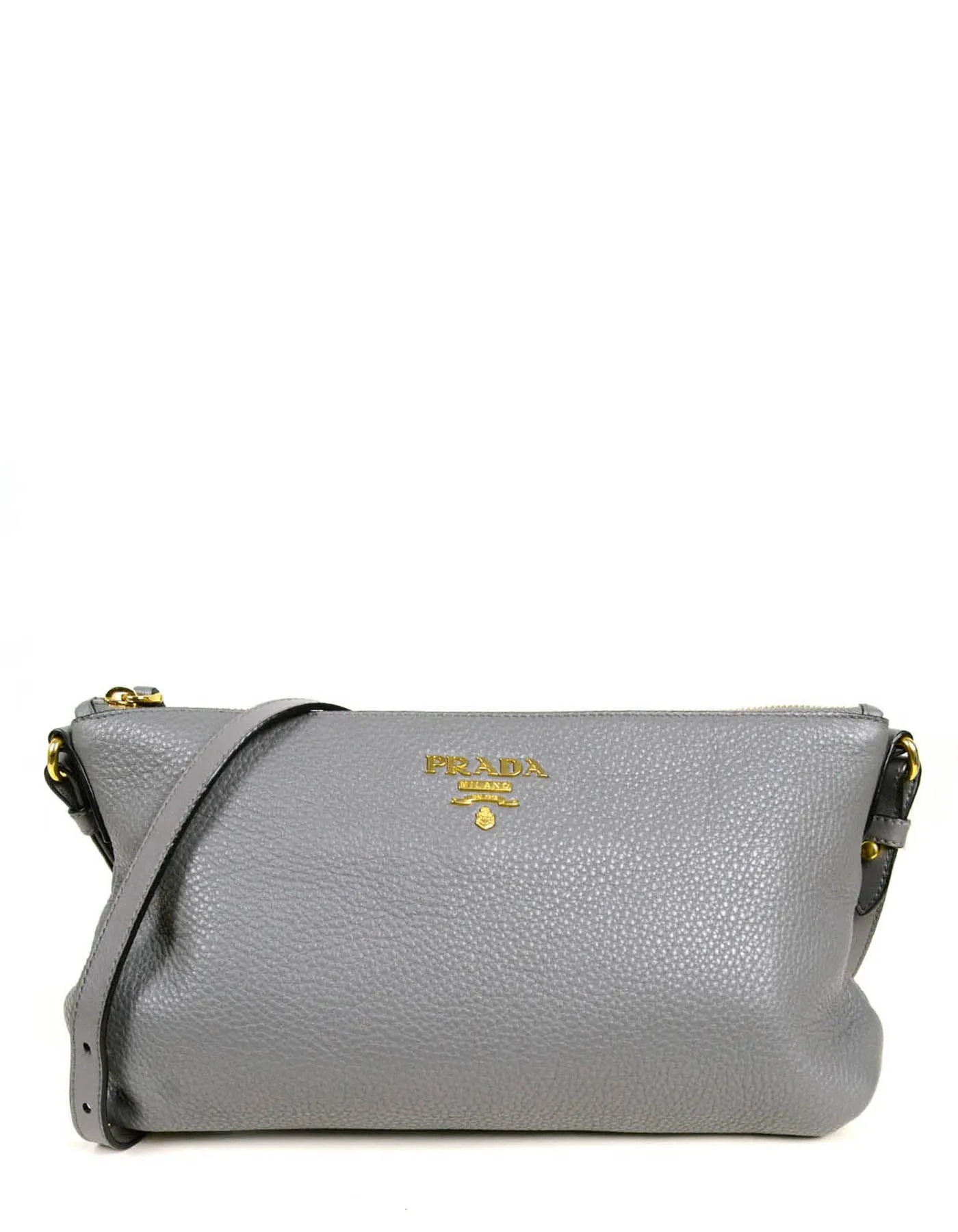 Prada Marmo Grey Leather Messenger Crossbody Bag