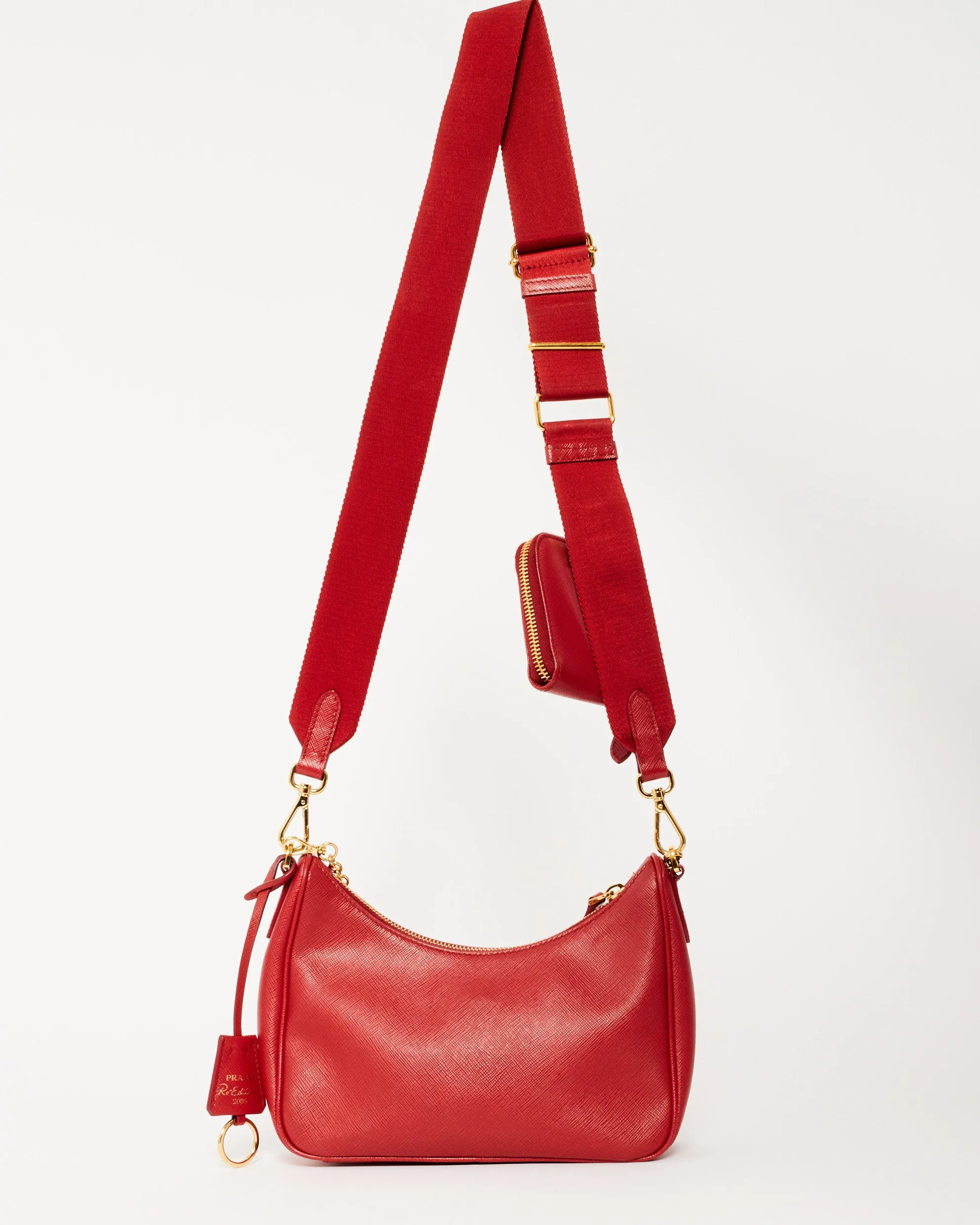 Prada Red Saffiano Leather Re-Edition 2005 Saffiano Bag