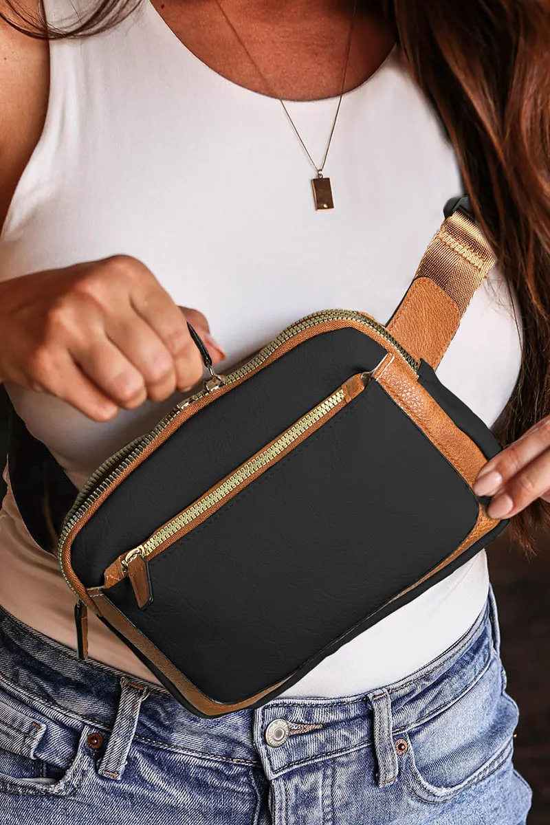 PREORDER! ETA 3/21 All Together Black and Tan Belt Bag **SHIPPING EXPECTED TO BEGIN ON DATE 3/21**