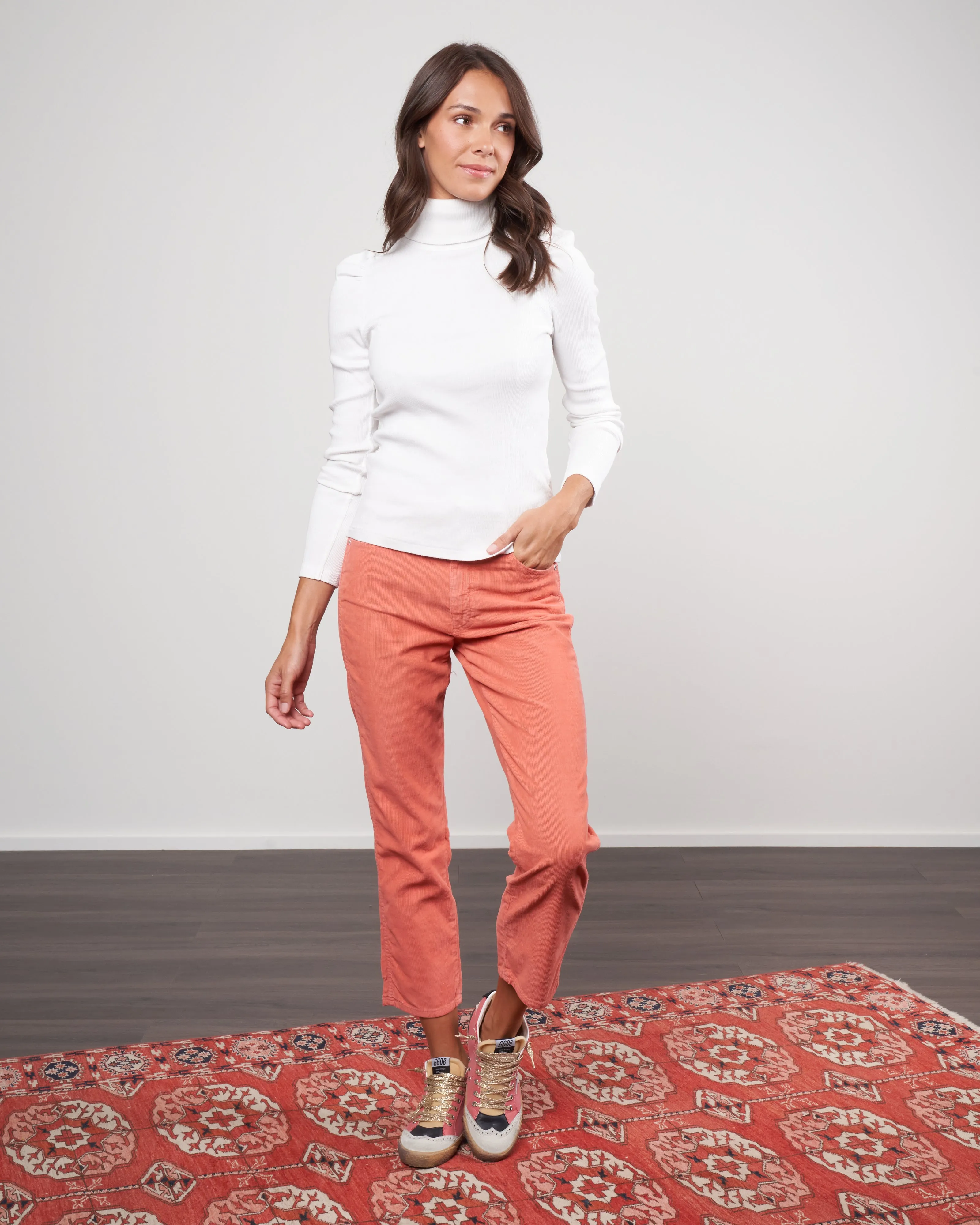 puff sleeve turtleneck - vintage white
