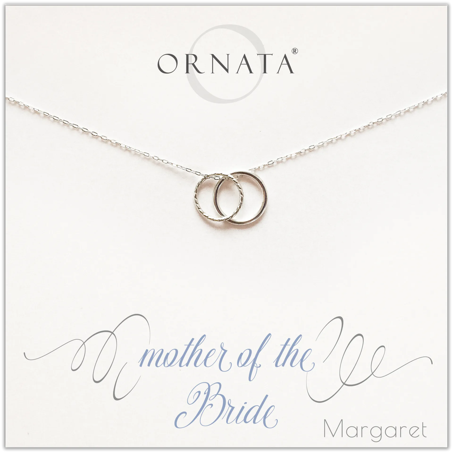 "Mother of the Bride” Generations Sterling Silver Necklace on Personalized Jewelry Card